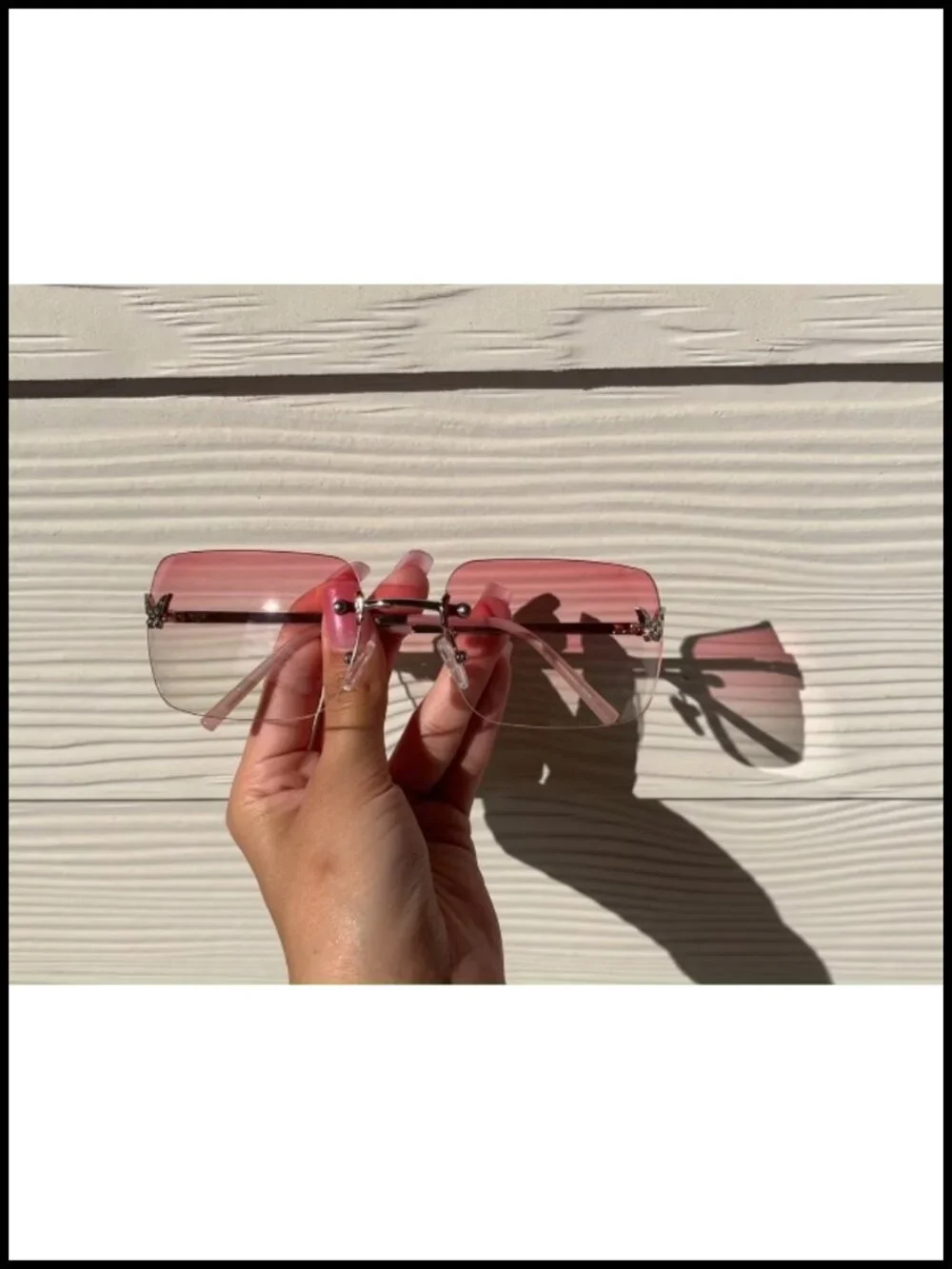 Rimless Retro Square Sunglasses with UV400 Protection for Women